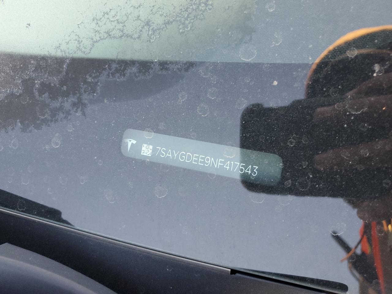 2022 Tesla Model Y VIN: 7SAYGDEE9NF417543 Lot: 91643615
