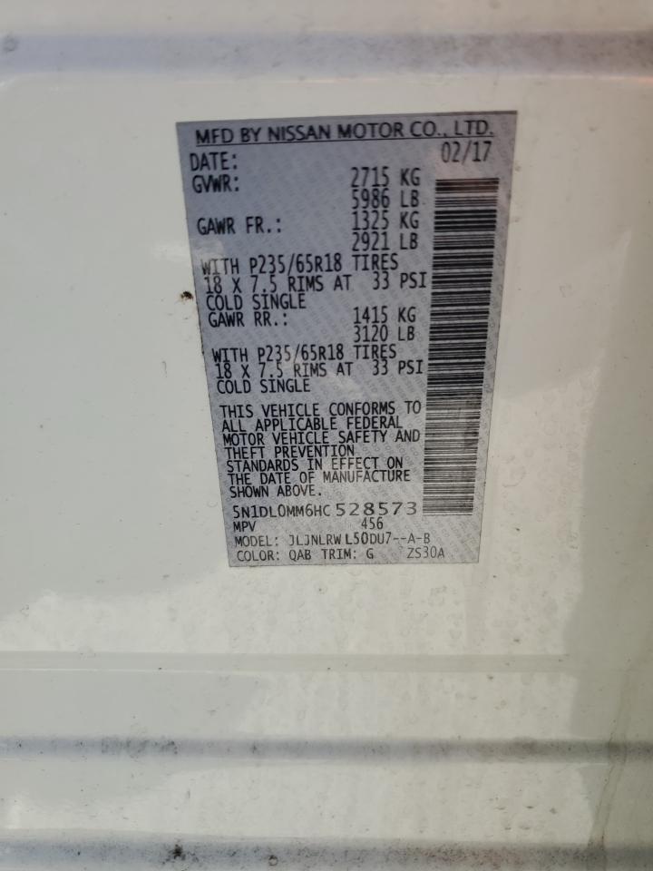 2017 Infiniti Qx60 VIN: 5N1DL0MM6HC528573 Lot: 92565225