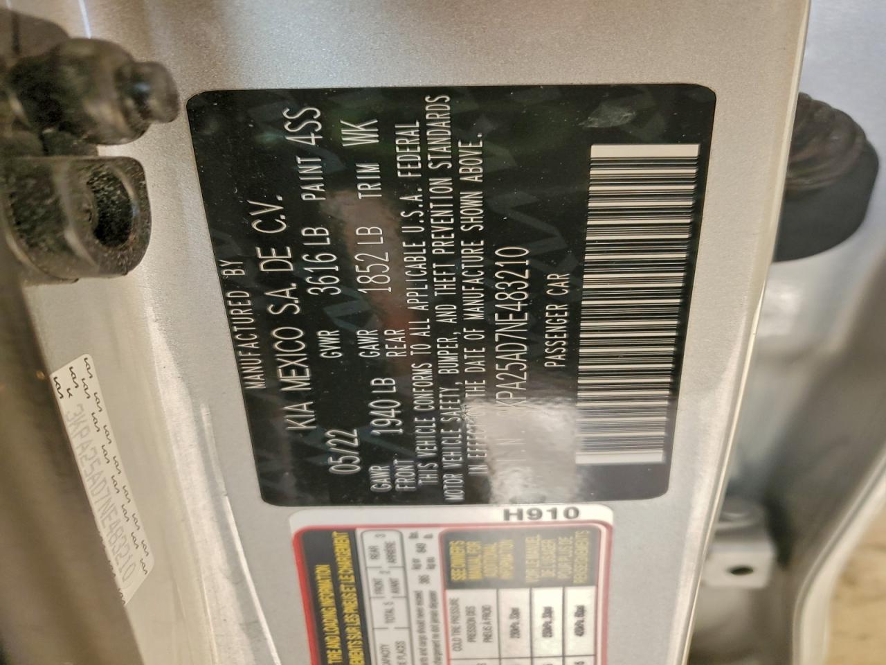 2022 Kia Rio S VIN: 3KPA25AD7NE483210 Lot: 94091155