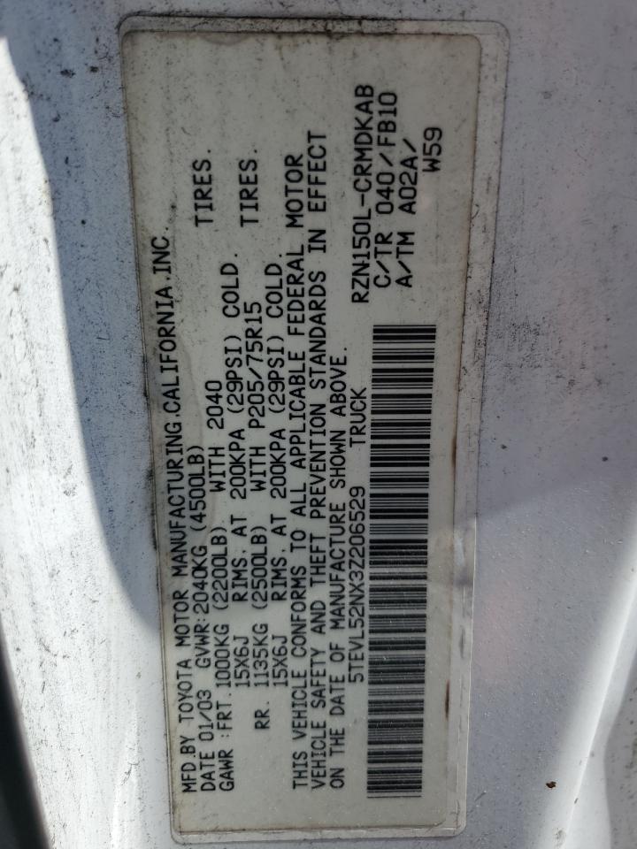 2003 Toyota Tacoma Xtracab VIN: 5TEVL52NX3Z206529 Lot: 92906745