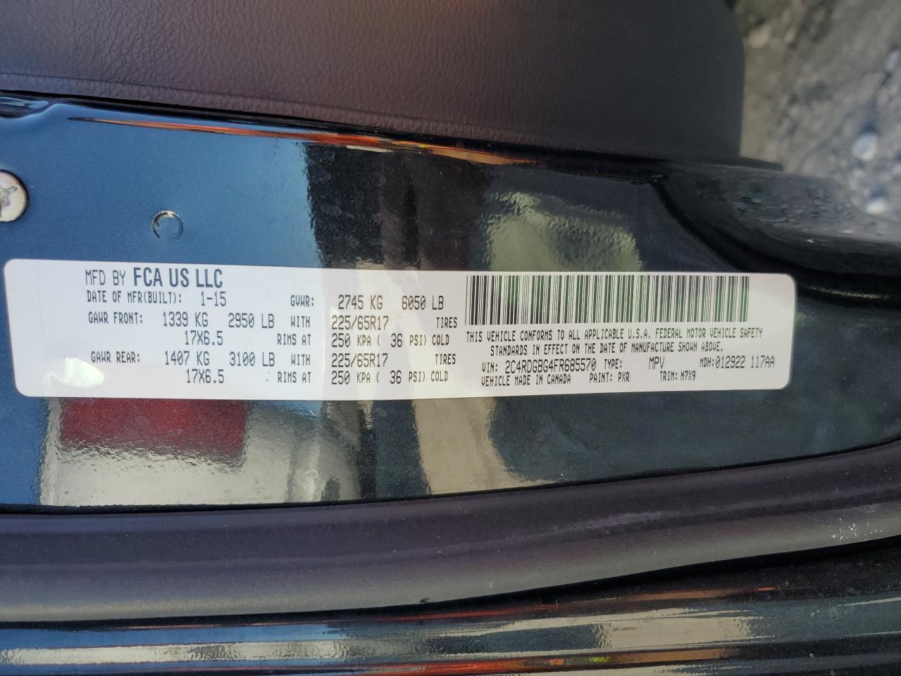 2015 Dodge Grand Caravan Se VIN: 2C4RDGBG4FR685570 Lot: 91641955