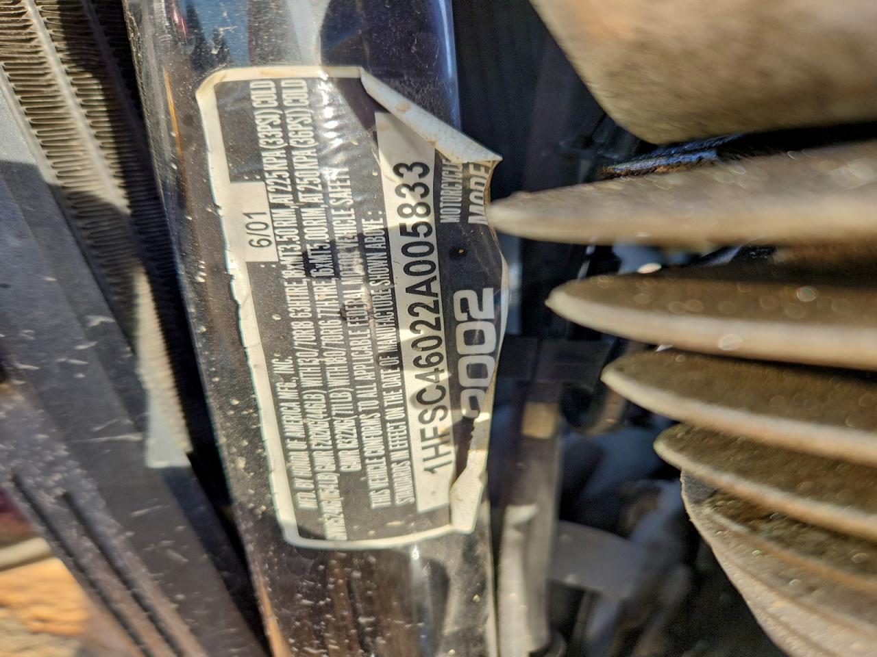 2002 Honda Vtx1800 C VIN: 1HFSC46022A005833 Lot: 94197025