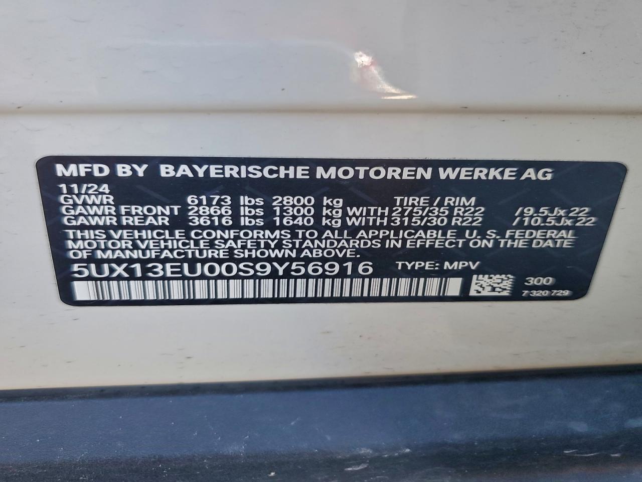 2025 BMW X5 Sdrive 40I VIN: 5UX13EU00S9Y56916 Lot: 94468235