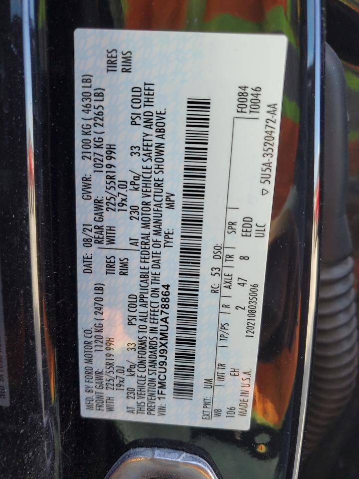 2021 Ford Escape Titanium VIN: 1FMCU9J9XMUA78864 Lot: 93034775