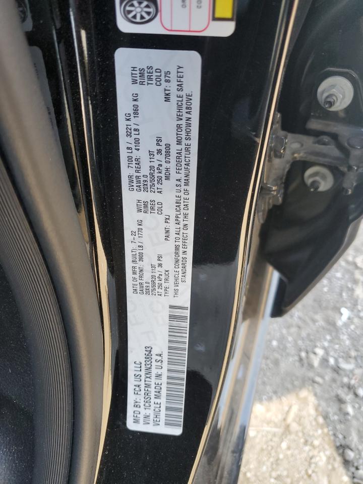 2022 Ram 1500 Big Horn/Lone Star VIN: 1C6SRFMTXNN338643 Lot: 91327165