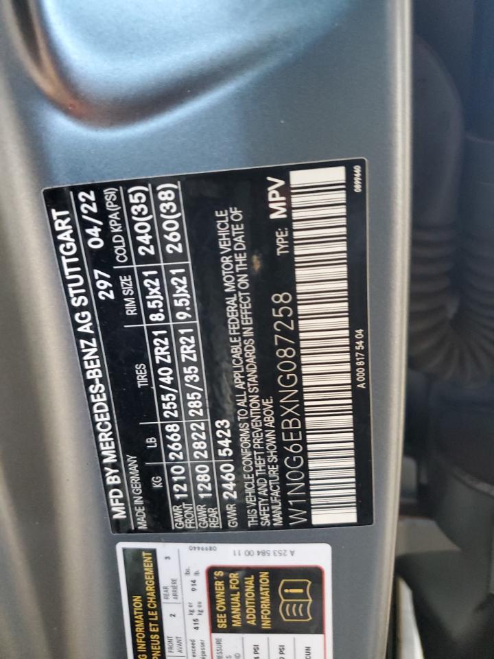 2022 Mercedes-Benz Glc 43 4Matic Amg VIN: W1N0G6EBXNG087258 Lot: 93108875