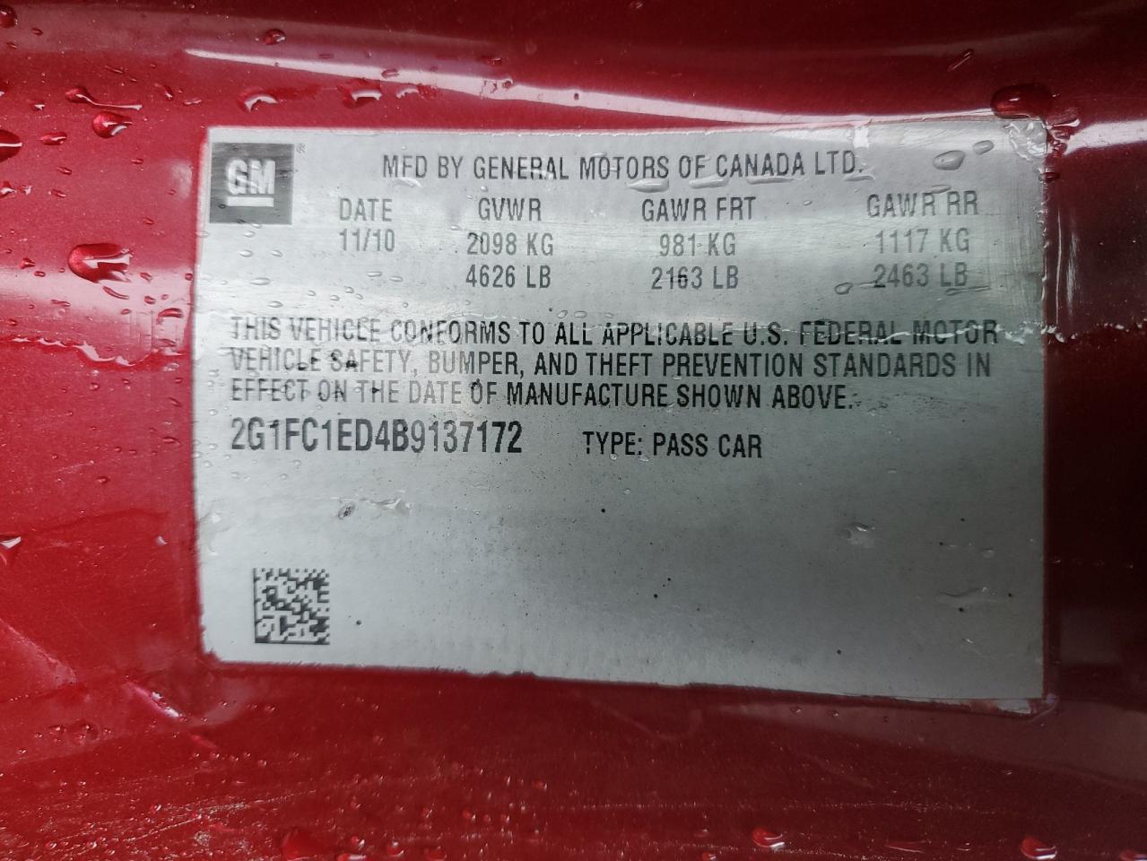 2011 Chevrolet Camaro Lt VIN: 2G1FC1ED4B9137172 Lot: 92923885