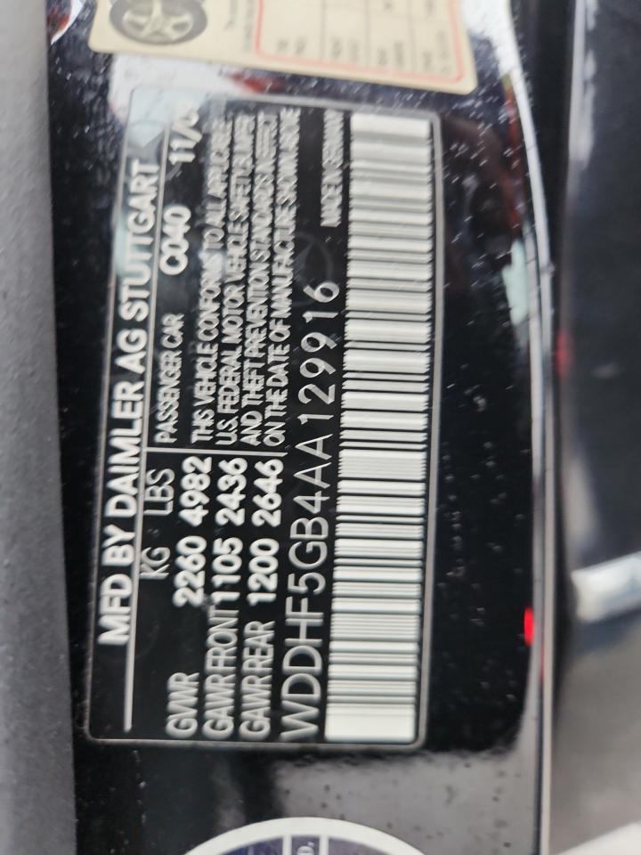 2010 Mercedes-Benz E 350 VIN: WDDHF5GB4AA129916 Lot: 93641615