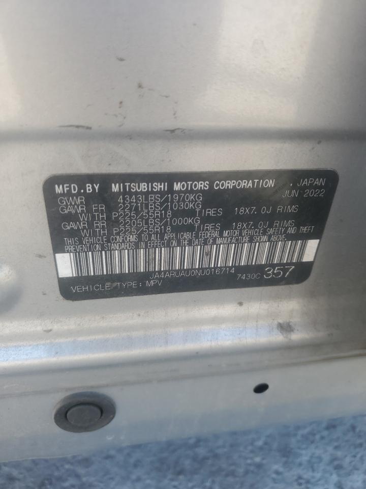 2022 Mitsubishi Outlander Sport Es VIN: JA4ARUAU0NU016714 Lot: 91482495