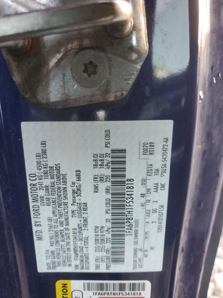 2015 Ford Mustang VIN: 1FA6P8TH1F5341818 Lot: 92583645