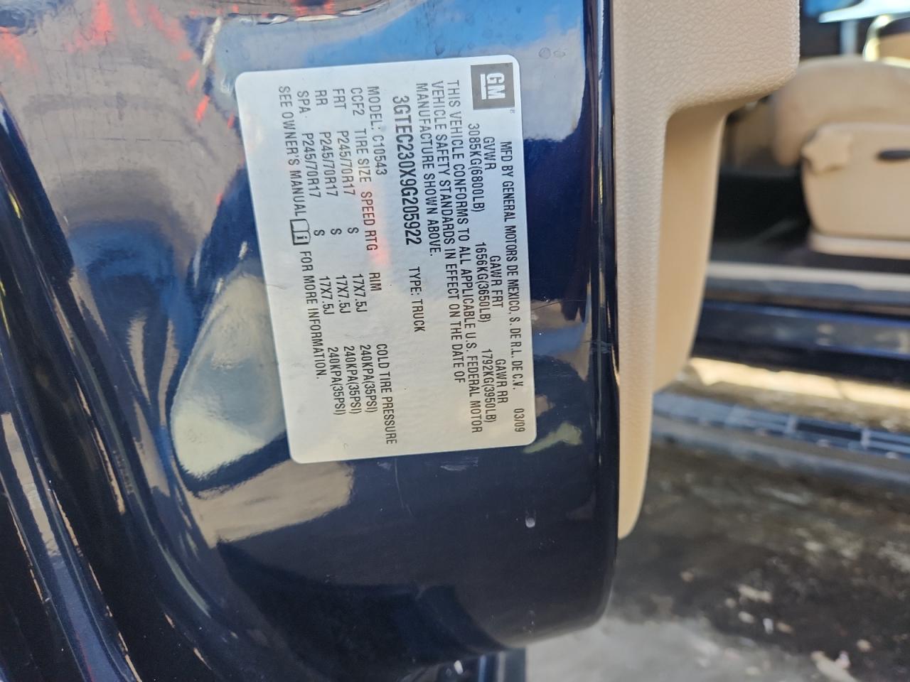 2009 GMC Sierra C1500 Sle VIN: 3GTEC230X9G205922 Lot: 93286525