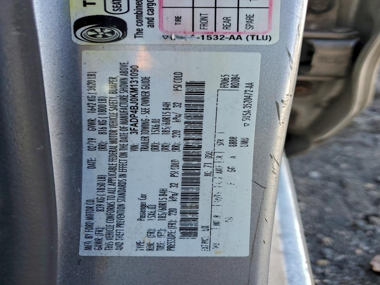 2019 Ford Fiesta Se VIN: 3FADP4BJ0KM131090 Lot: 93973195