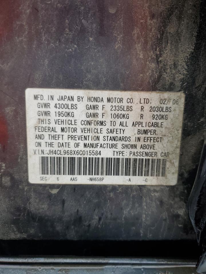 2006 Acura Tsx VIN: JH4CL968X6C015584 Lot: 93300335