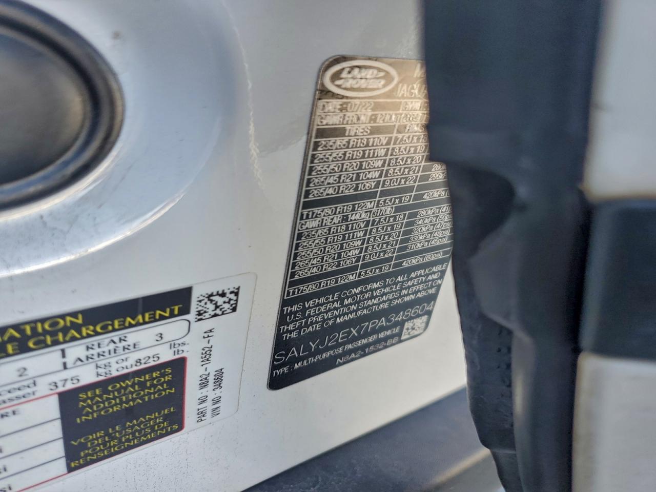 2023 Land Rover Range Rover Velar S VIN: SALYJ2EX7PA348604 Lot: 93701825