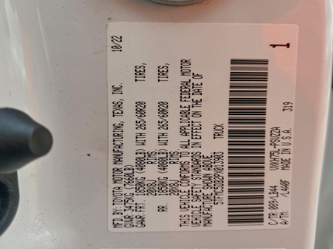 2023 Toyota Tundra Crewmax Platinum VIN: 5TFMC5DB2PX013903 Lot: 94037515