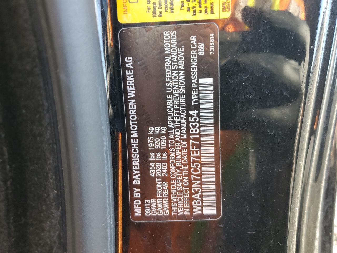 2014 BMW 428 I VIN: WBA3N7C57EF718354 Lot: 93416895