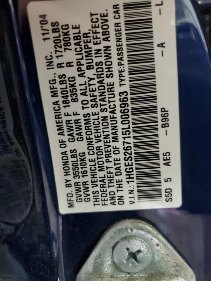 2005 Honda Civic Ex VIN: 1HGES26715L006963 Lot: 91273745