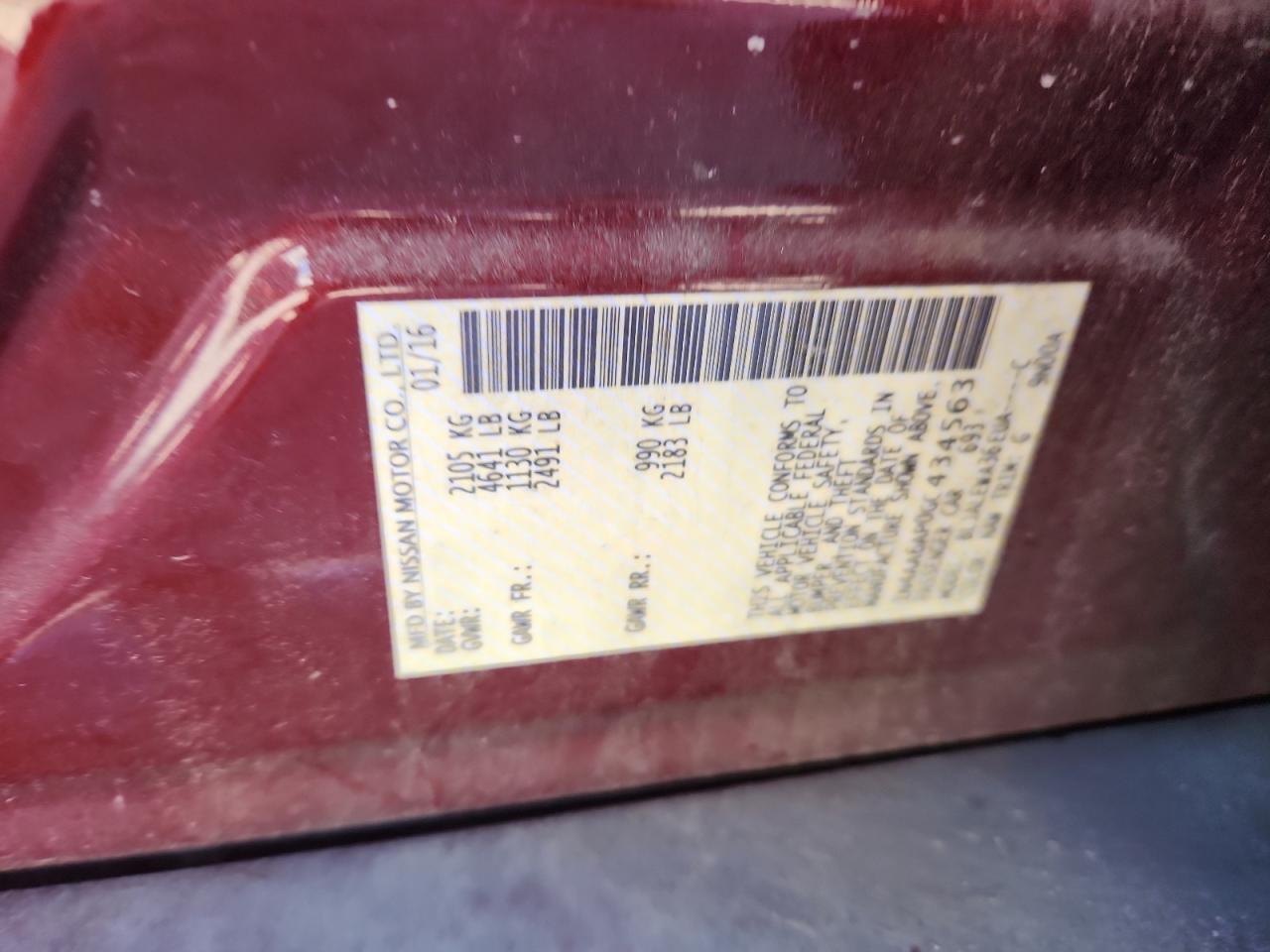 2016 Nissan Maxima 3.5S VIN: 1N4AA6AP0GC434563 Lot: 91864835