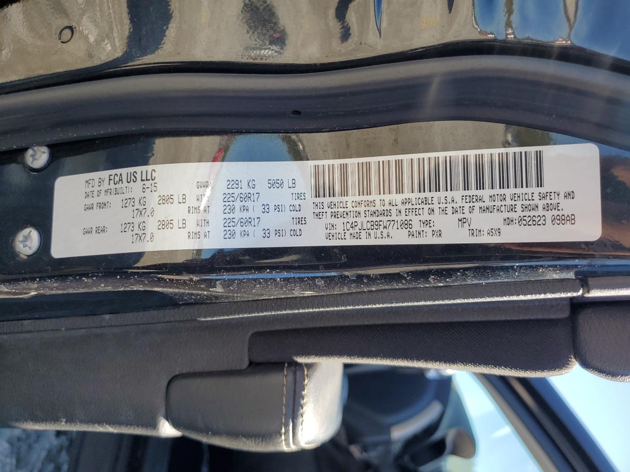 2015 Jeep Cherokee Latitude VIN: 1C4PJLCB9FW771086 Lot: 91186135