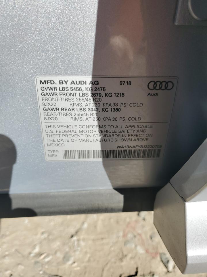 2018 Audi Q5 Premium Plus VIN: WA1BNAFY8J2220709 Lot: 92849475