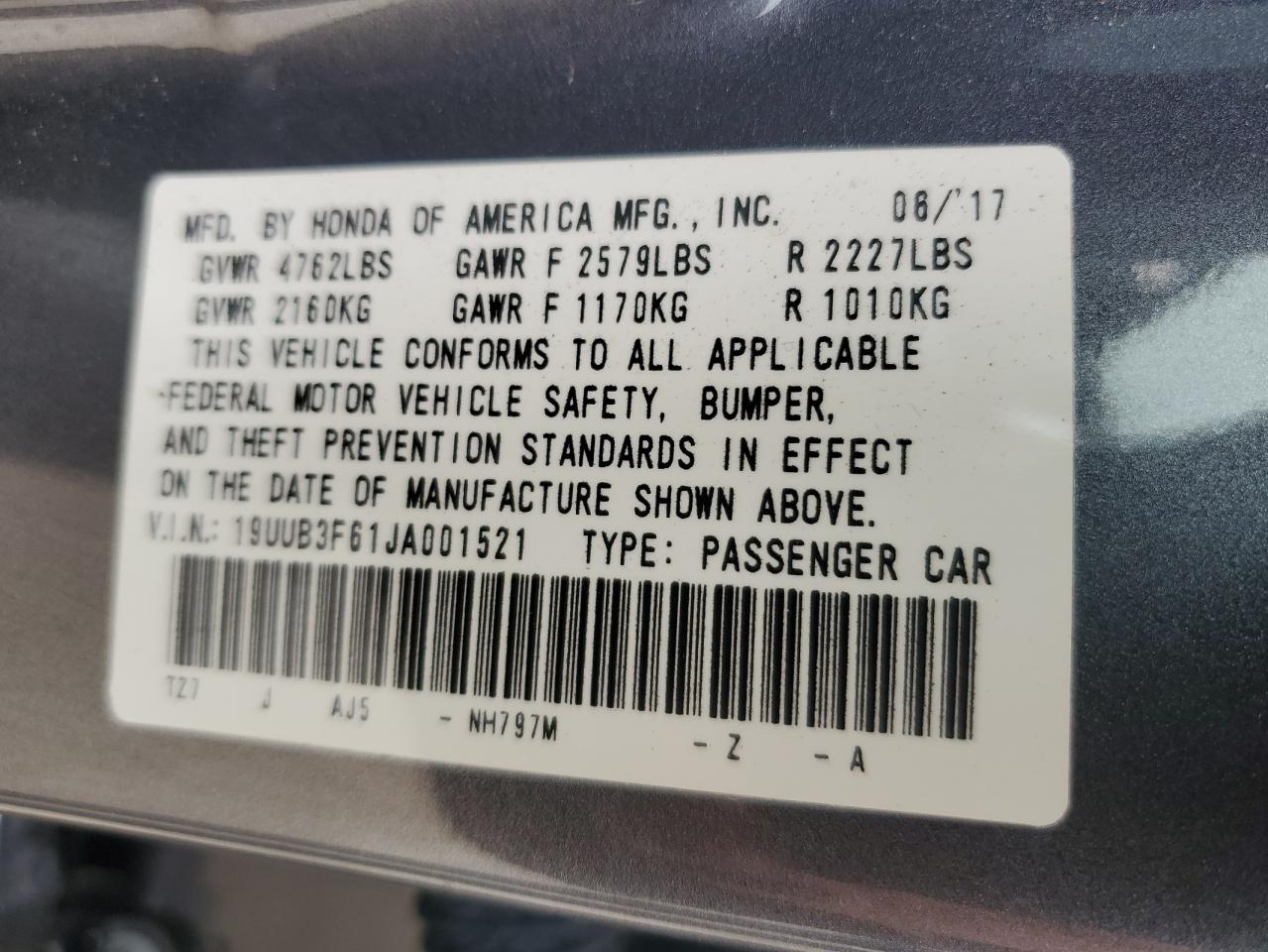 2018 Acura Tlx Tech+A VIN: 19UUB3F61JA001521 Lot: 91159085