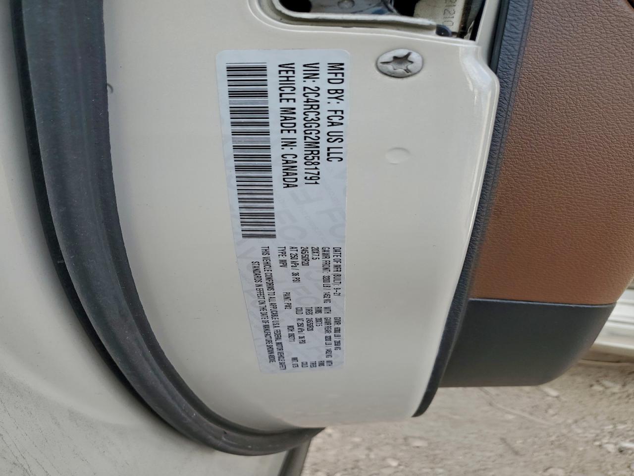 2021 Chrysler Pacifica Limited VIN: 2C4RC3GG2MR581791 Lot: 93056735