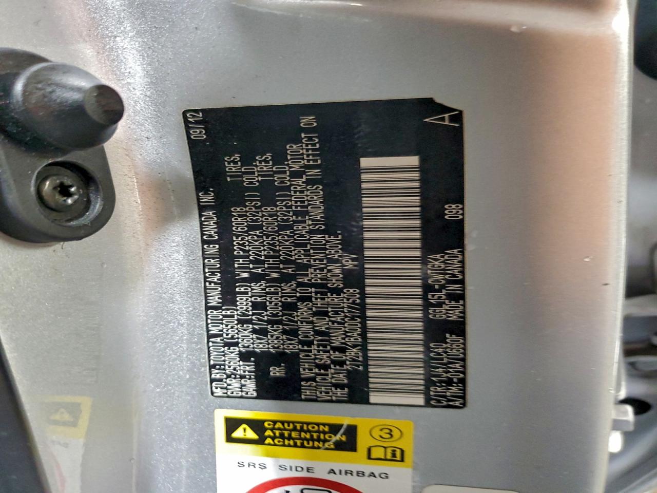 2013 Lexus Rx 350 Base VIN: 2T2BK1BA0DC177508 Lot: 94292825