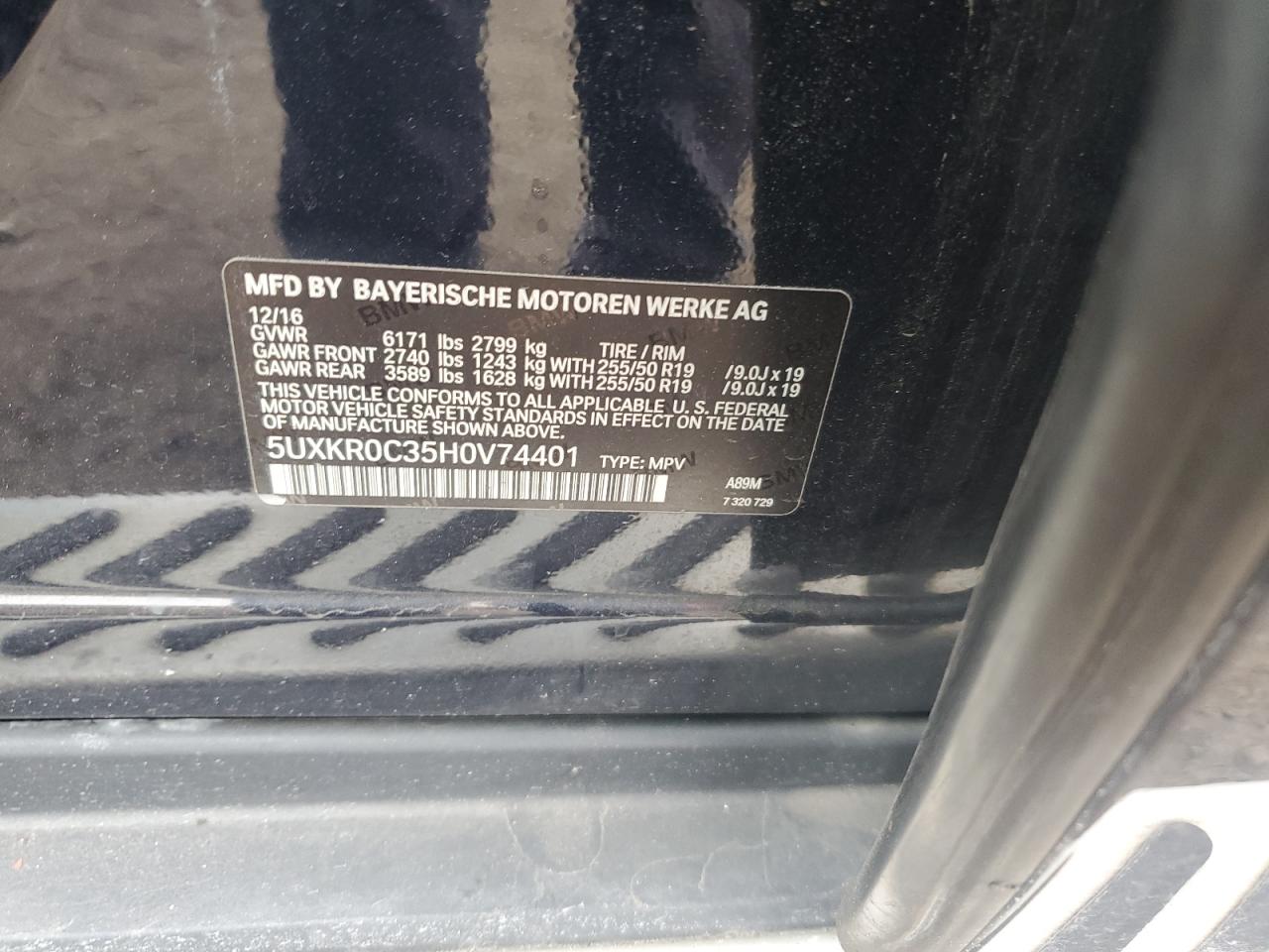 2017 BMW X5 xDrive35I VIN: 5UXKR0C35H0V74401 Lot: 91858065
