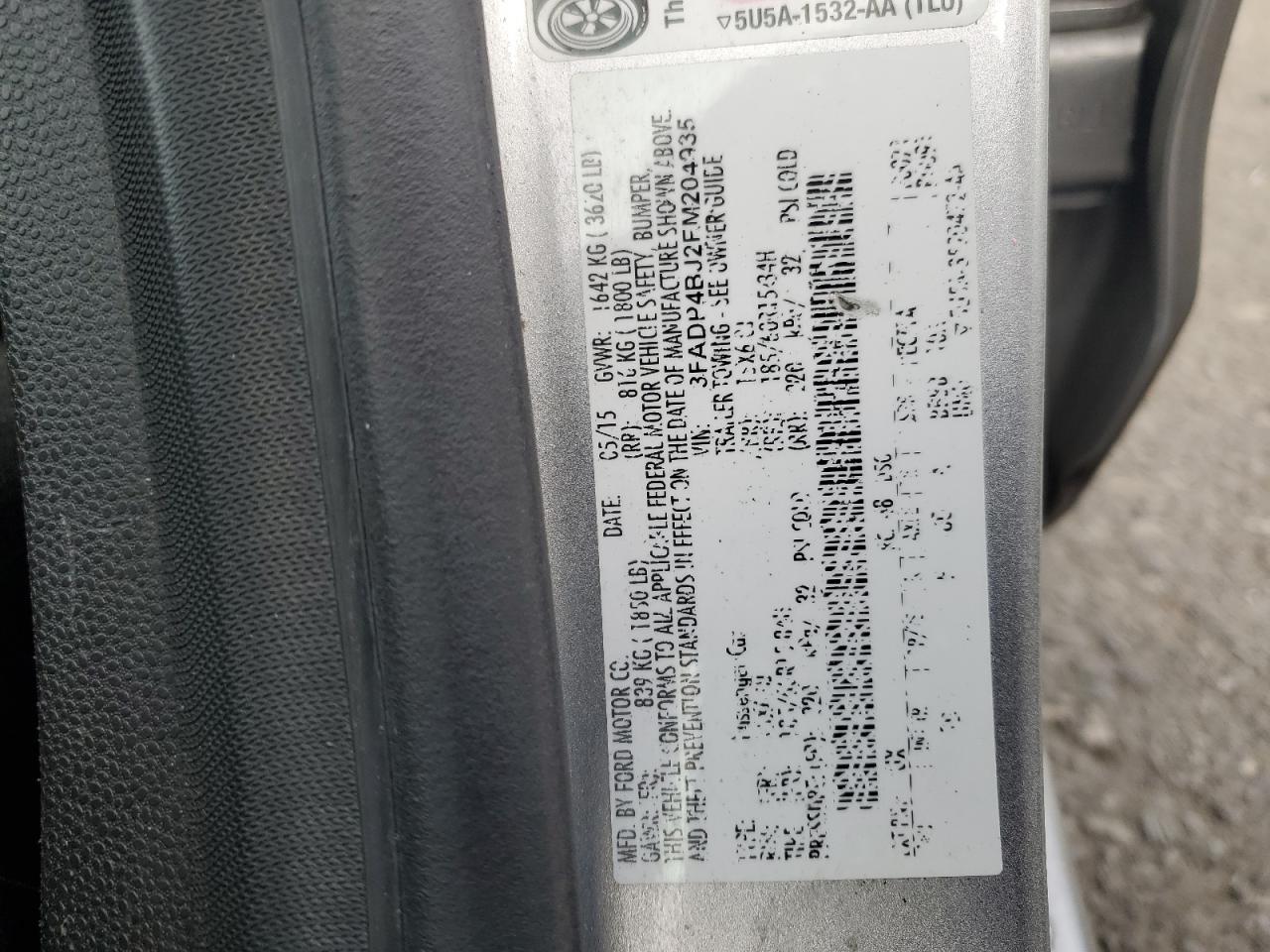 2015 Ford Fiesta Se VIN: 3FADP4BJ2FM204935 Lot: 92610905