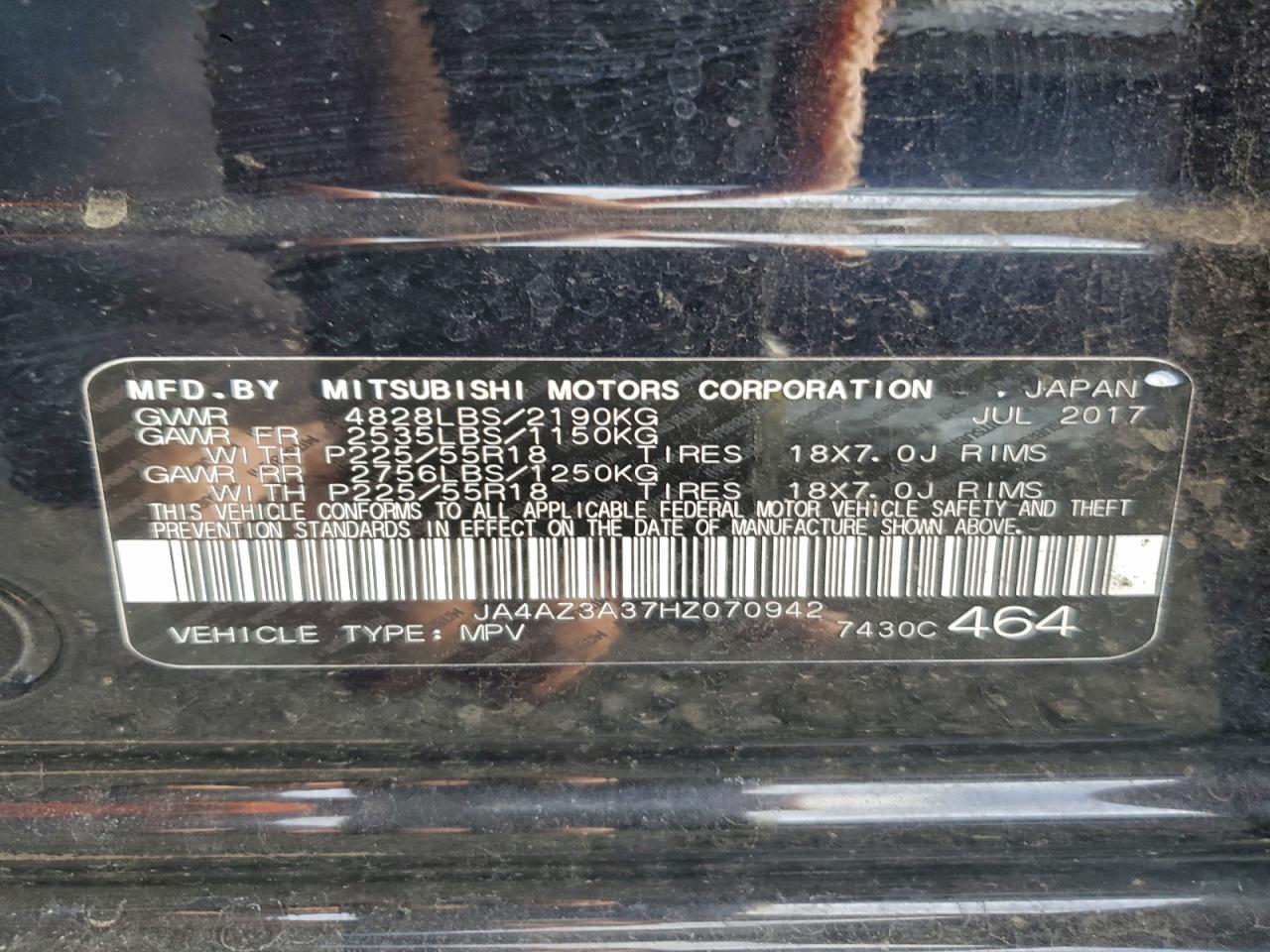 2017 Mitsubishi Outlander Se VIN: JA4AZ3A37HZ070942 Lot: 93455745