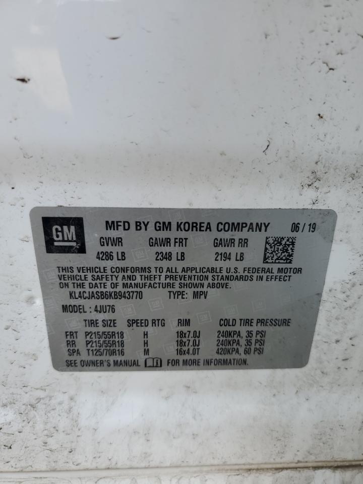 2019 Buick Encore Preferred VIN: KL4CJASB6KB943770 Lot: 91091355