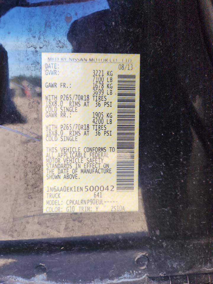 2014 Nissan Titan S VIN: 1N6AA0EK1EN500042 Lot: 91049195