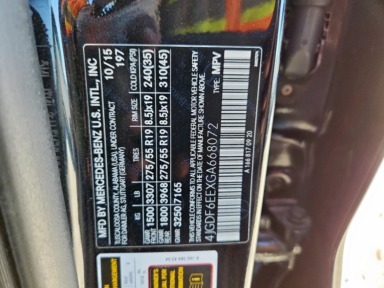 2016 Mercedes-Benz Gl 450 4Matic VIN: 4JGDF6EEXGA668072 Lot: 93120025