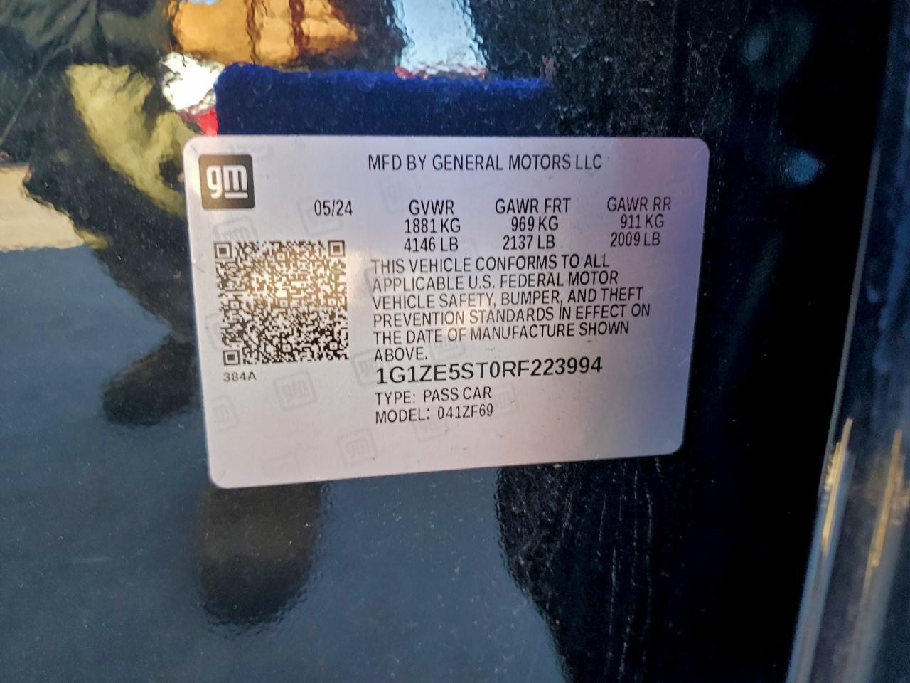 2024 Chevrolet Malibu Premier VIN: 1G1ZE5ST0RF223994 Lot: 94412095