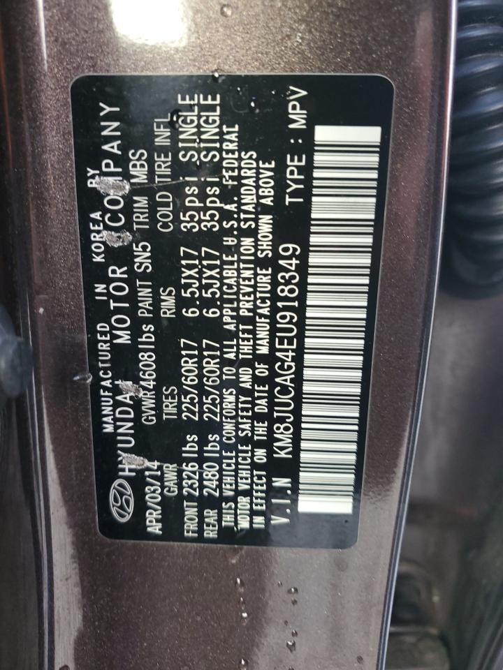 2014 Hyundai Tucson Gls VIN: KM8JUCAG4EU918349 Lot: 93486845