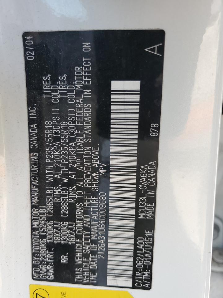 2004 Lexus Rx 330 VIN: 2T2GA31U64C009680 Lot: 93151015