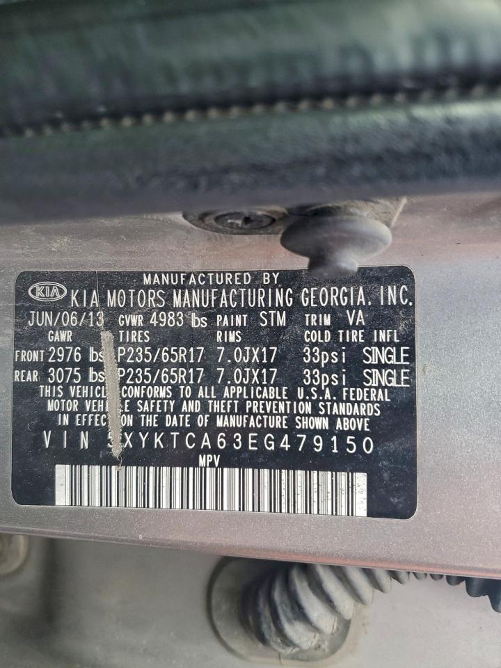 2014 Kia Sorento Lx VIN: 5XYKTCA63EG479150 Lot: 93621435