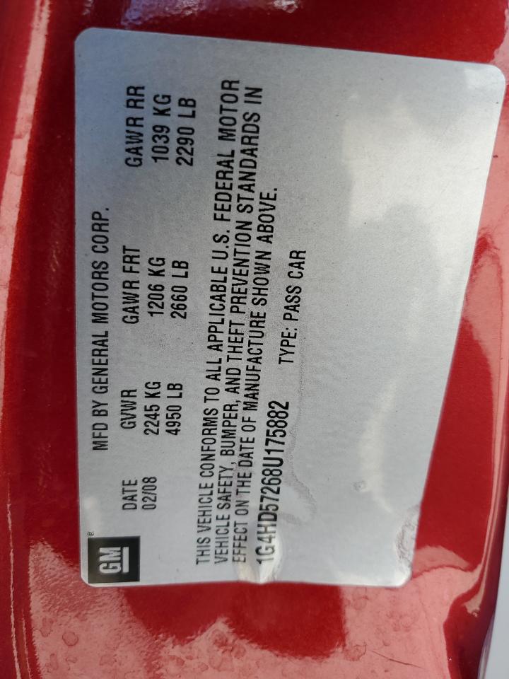 2008 Buick Lucerne Cxl VIN: 1G4HD57268U175882 Lot: 93027705