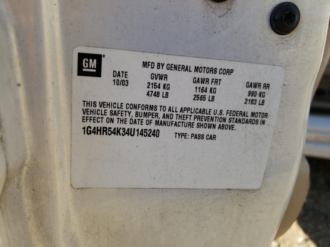 2004 Buick Lesabre Limited VIN: 1G4HR54K34U145240 Lot: 91504475