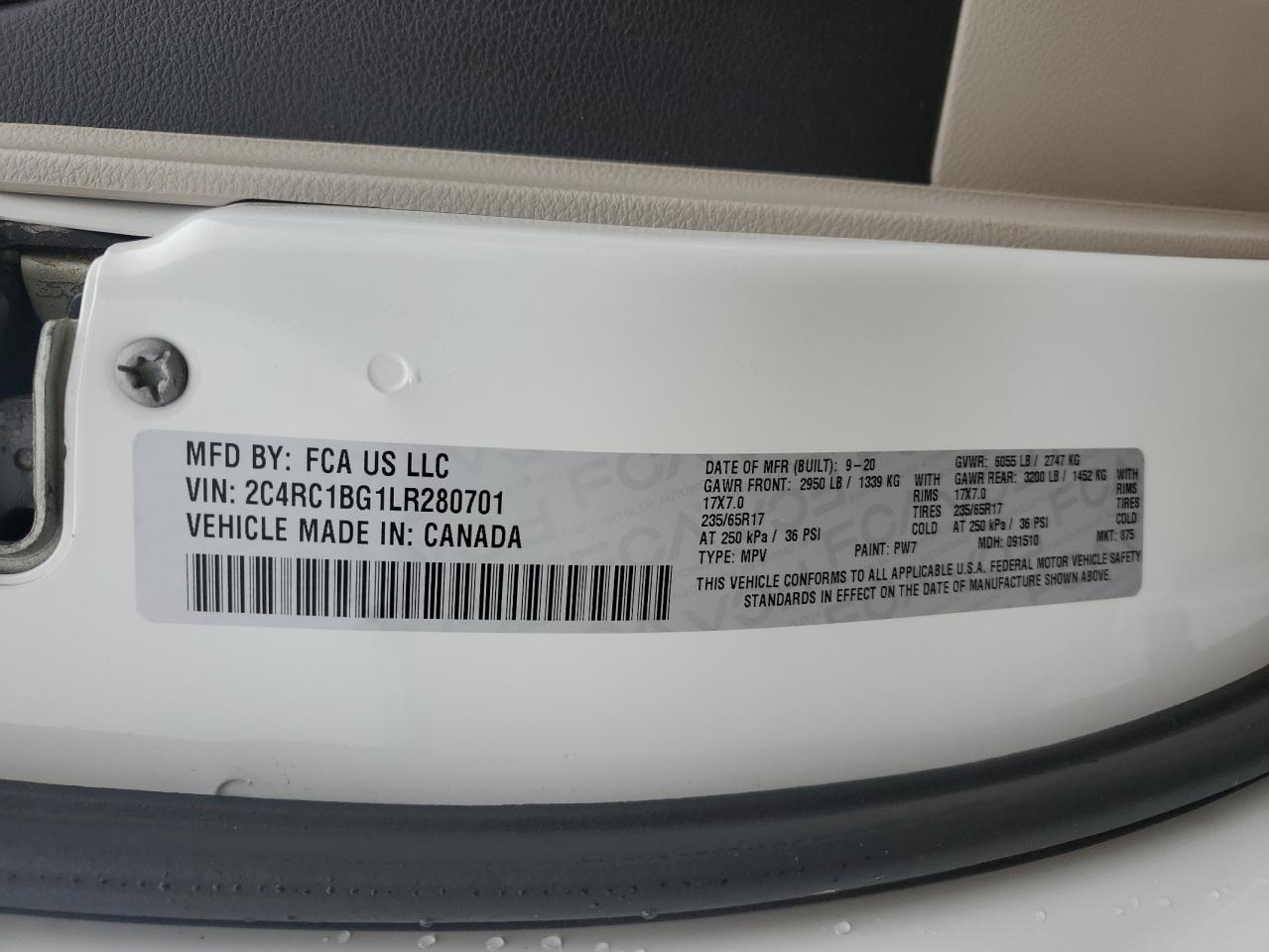 2020 Chrysler Pacifica Touring L VIN: 2C4RC1BG1LR280701 Lot: 93618725