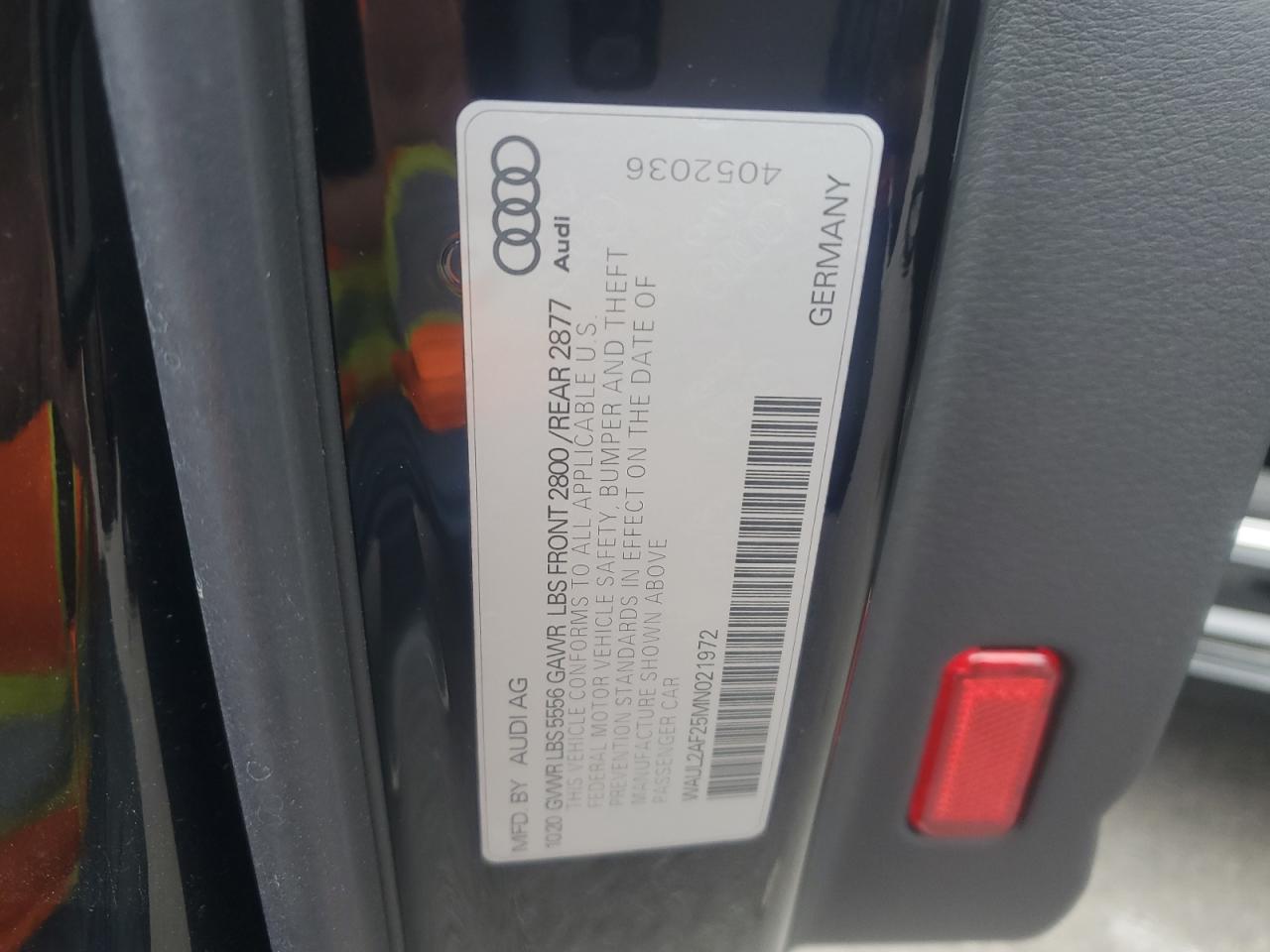 2021 Audi A6 Premium Plus VIN: WAUL2AF25MN021972 Lot: 91173665