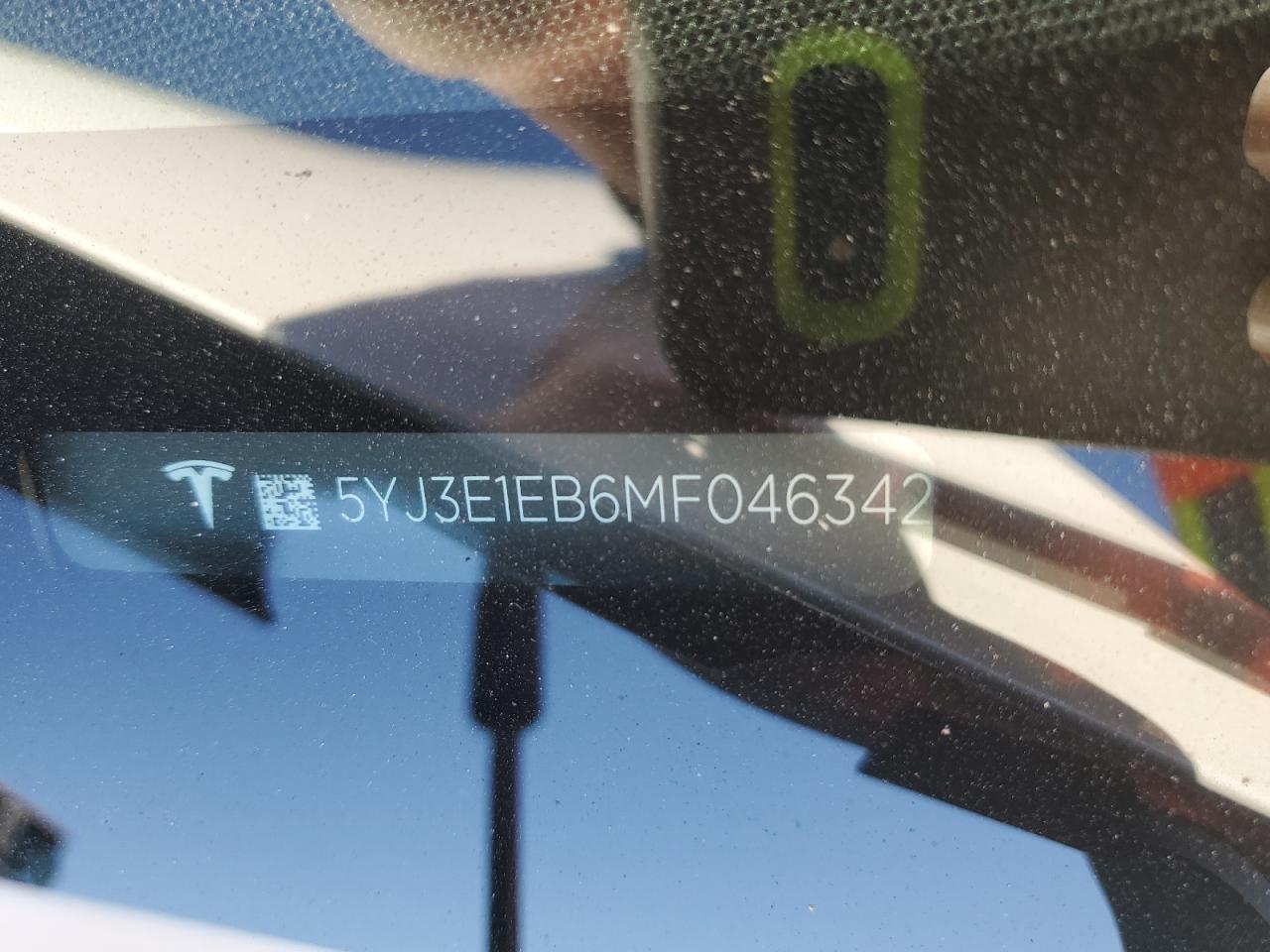 2021 Tesla Model 3 VIN: 5YJ3E1EB6MF046342 Lot: 90992225