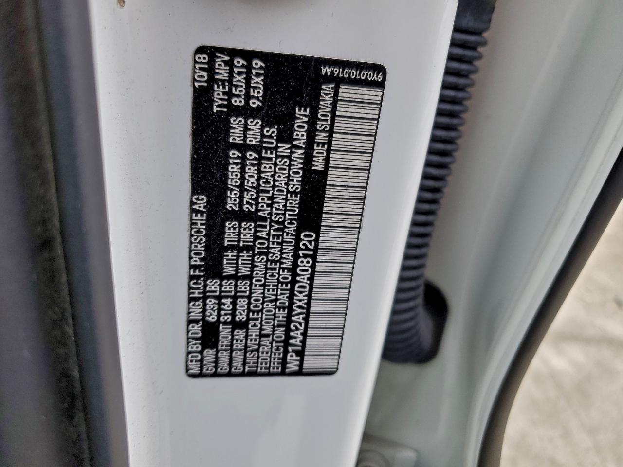 2019 Porsche Cayenne VIN: WP1AA2AYXKDA08120 Lot: 93824645