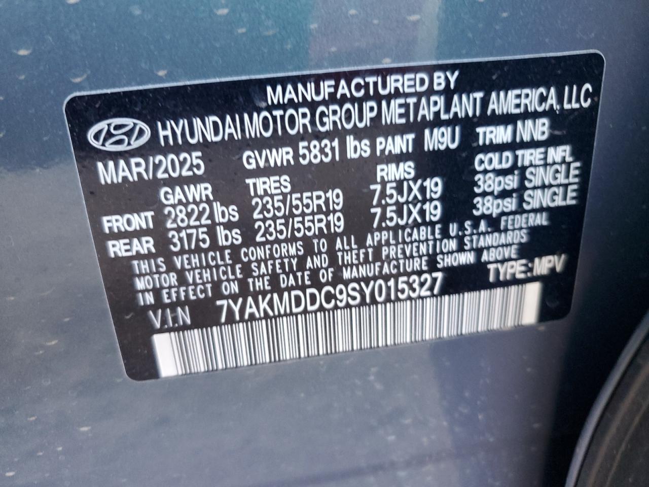 2025 Hyundai Ioniq 5 Se VIN: 7YAKMDDC9SY015327 Lot: 91674415