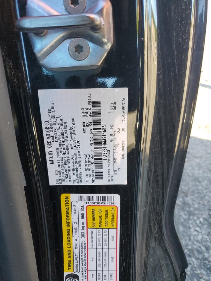 2021 Ford Mustang VIN: 1FA6P8TH6M5146861 Lot: 91081675