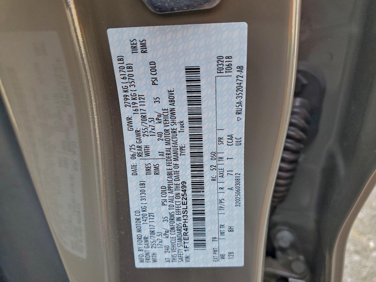 2025 Ford Ranger Xl VIN: 1FTER4PH3SLE25499 Lot: 94173995