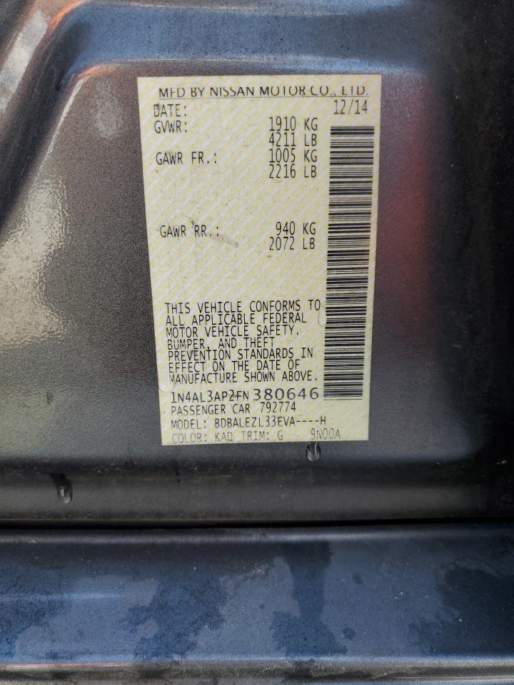 2015 Nissan Altima 2.5 VIN: 1N4AL3AP2FN380646 Lot: 91690115