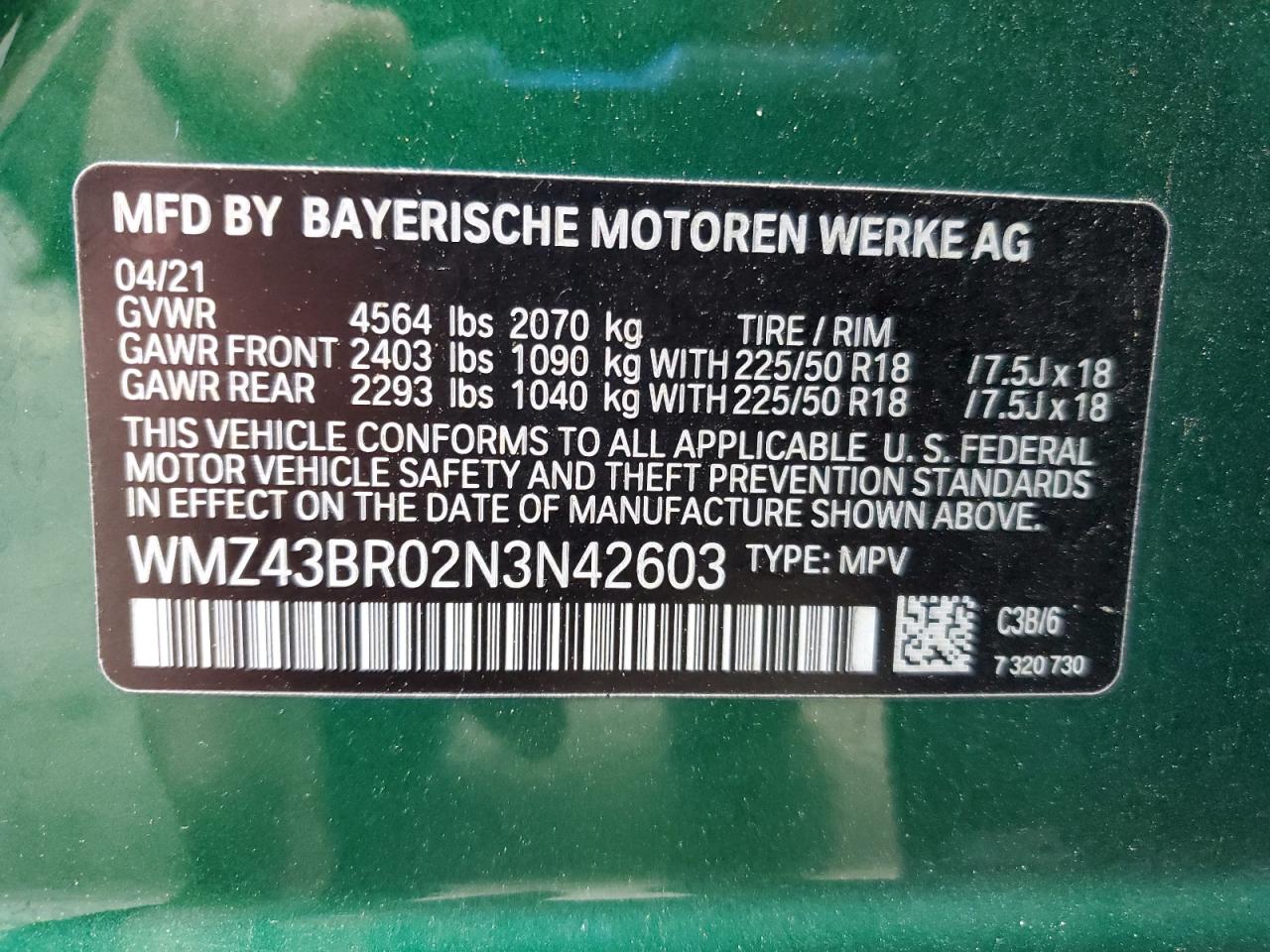 2022 Mini Cooper Countryman All4 VIN: WMZ43BR02N3N42603 Lot: 90979195