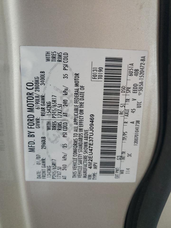 2007 Mercury Mountaineer Luxury VIN: 4M2EU47E37UJ09469 Lot: 91210035