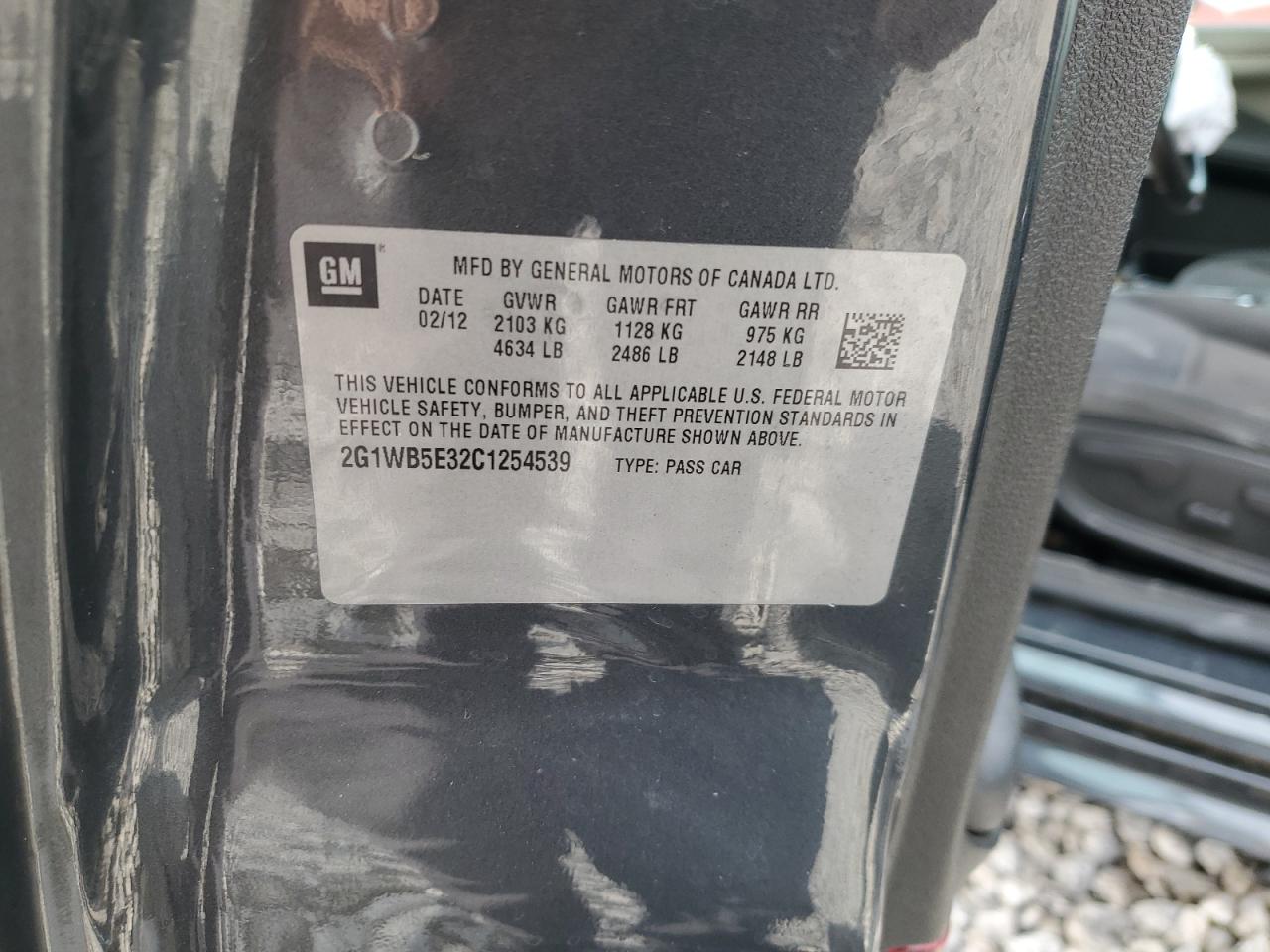 2012 Chevrolet Impala Lt VIN: 2G1WB5E32C1254539 Lot: 93556185